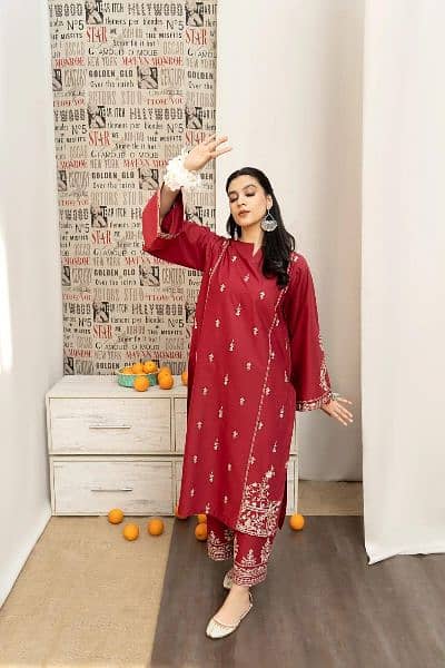 3 Pcs Women's Unstitched Dhanak Embroidered Suit cash On delivery 9