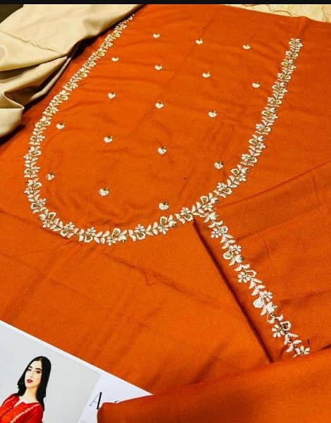 3 Pcs Women's Unstitched Dhanak Embroidered Suit cash On delivery 14