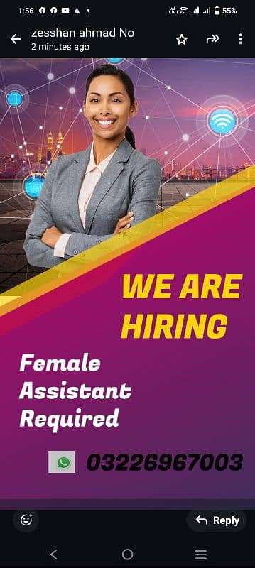 Urgent Hiring Part Time Female office Assistance 0