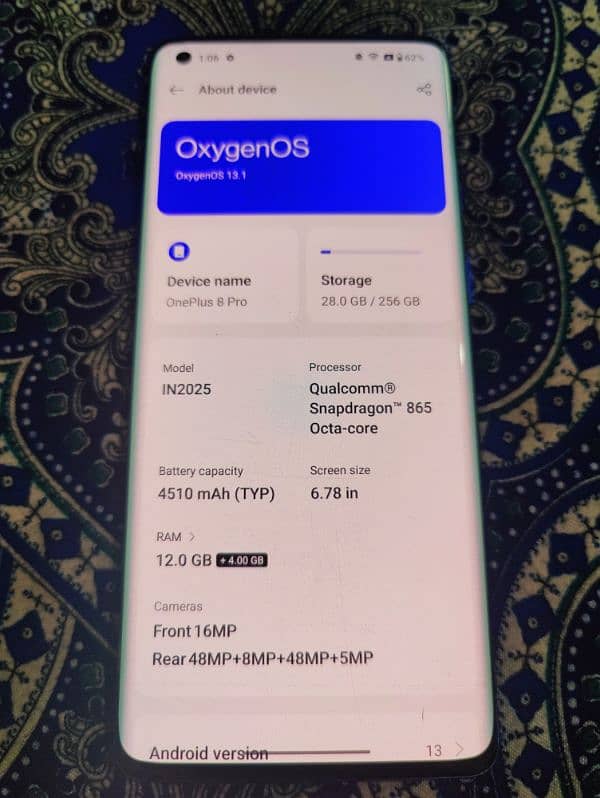 Oneplus 8 pro 16GB 256GB Dual PTA Approved Official Global Model 1