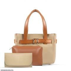 women's PU  leather Plain hand bag set