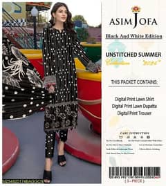 3 Pcs Women's Unstitched Lawn Printed Suit