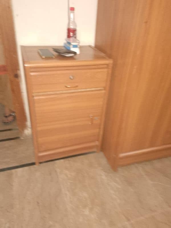 2 single bed with Molty Ortho Mattress+ 3 door cupboard+ 2 side tables 2