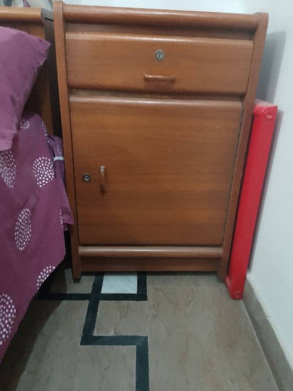 2 single bed with Molty Ortho Mattress+ 3 door cupboard+ 2 side tables 4