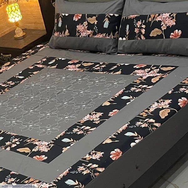 3 Pcs Cotton Sotton Patchwork Double Bedsheet 1