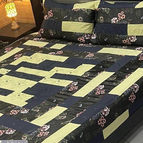 3 Pcs Cotton Sotton Patchwork Double Bedsheet 2