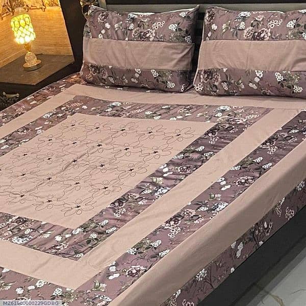 3 Pcs Cotton Sotton Patchwork Double Bedsheet 4