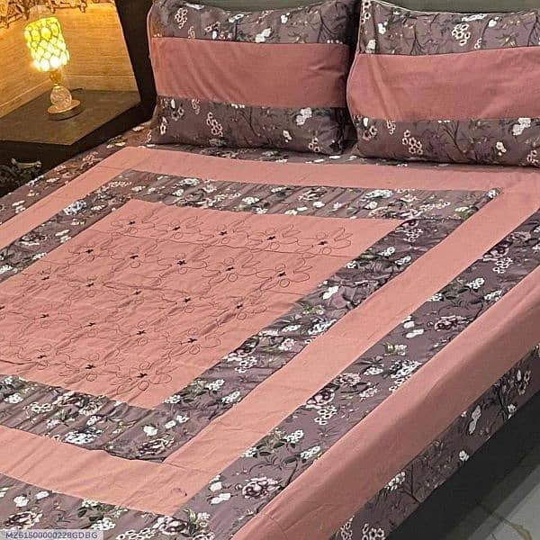 3 Pcs Cotton Sotton Patchwork Double Bedsheet 6