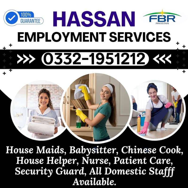 House maids,Driver, Patient care , Couple , Cook , Office Boy ,Guard 0