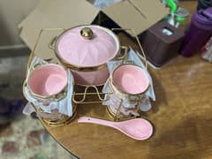 Porcelain Soup Set - Rose Gold