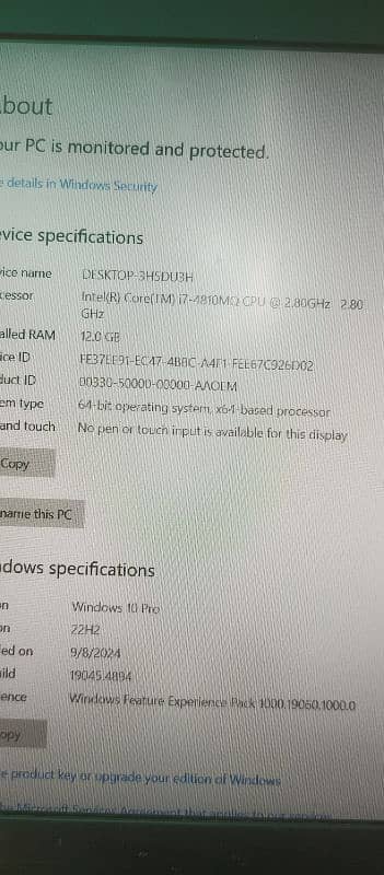 i7 4th generation 12 Gb Ram 128ssd 2Gb graphics card nvidea k2100m 3