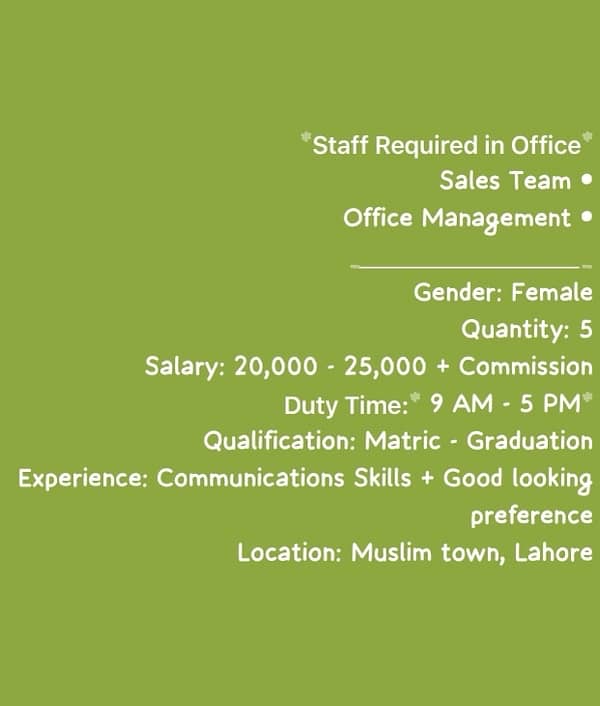 staff required in office 0