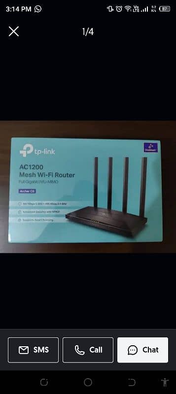 TP Link AC 1200 Archer C6 Router with Box. just opened full new. 3