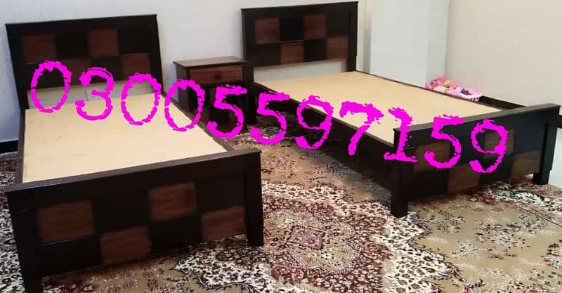 single bed new wood double bed dressing side table almari hostel use 8