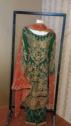 3pc,handwork on shirt with big stones,pure dupatta,embroidered trouser 0