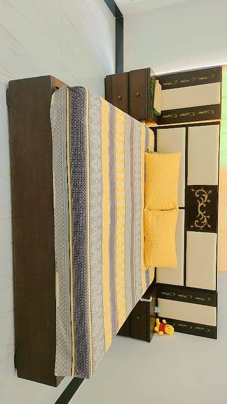 pure wood Queen size bed with side tables 2