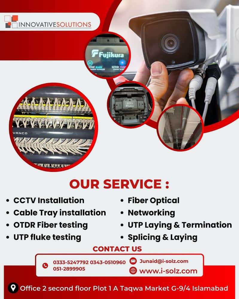 Fiber Optic, UTP Testing Solutions, Cable Tray installation, PABX inst 0