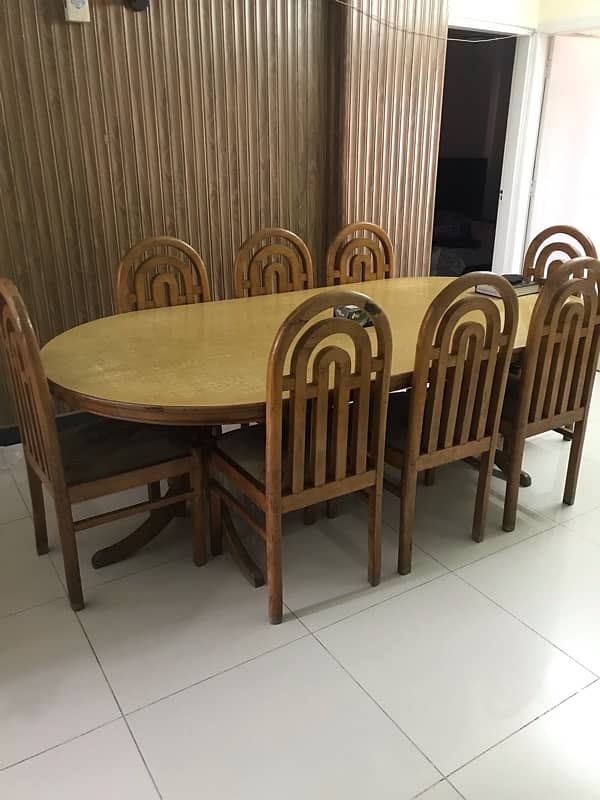 Oak wood dining table with 8 chairs 1