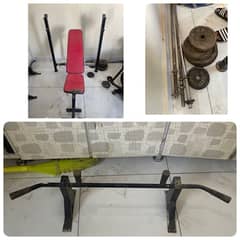 Workout Bench, Barbell and Weight