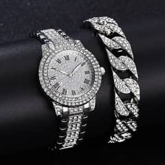 woman Diamond artificial set roman watch