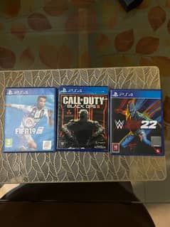 PS4 games for sale (wwe 2K23/Fifa19/black ops III)