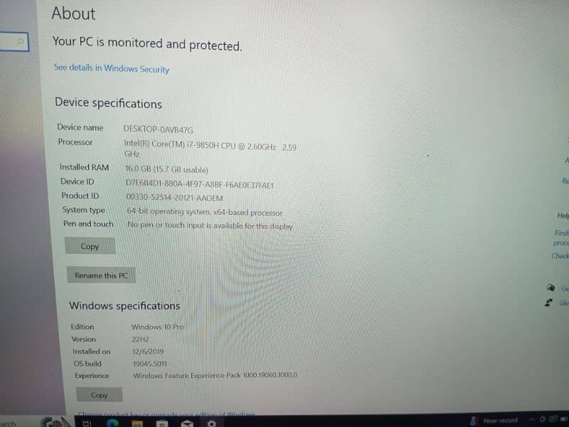 Lenovo P1 (4GB Graphic Card) Core i7-9th Generation 8