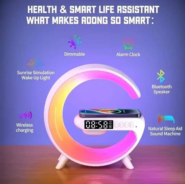 Multifunction Wireless Charger Pad Stand Speaker TF RGB Night Light 0