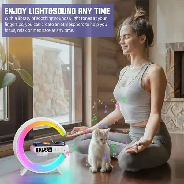 Multifunction Wireless Charger Pad Stand Speaker TF RGB Night Light 4