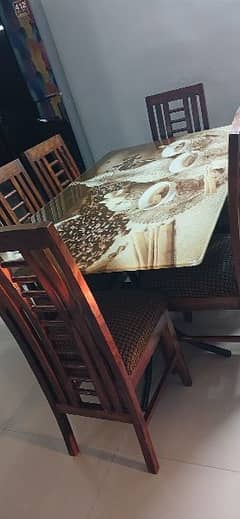 Dining table with 6 wood chairs