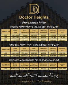 Studio Apartment On 3 Year Easy Instalment in Doctor Heights Bahria Town Lhr 0