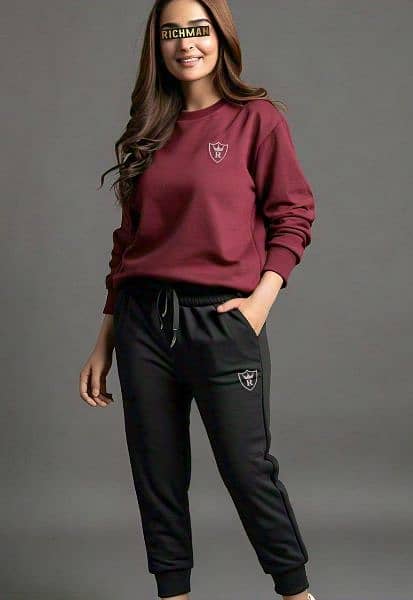 2 pcs Unisex fleece  Plain track suit 2