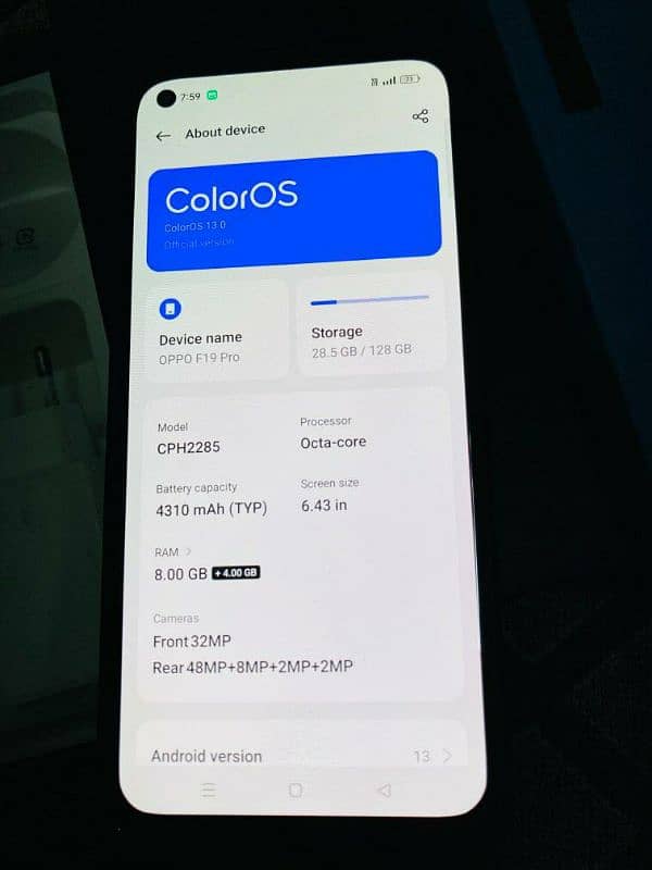 oppo f19 pro 8+8/128 complete Saman 2