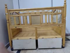 baby wooden Bed with cot