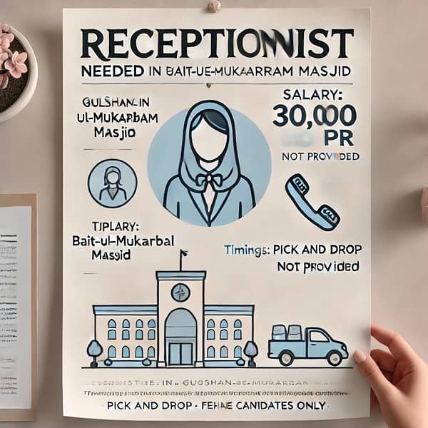 Job Opportunity: Female Receptionist Needed in Gulshan-e-Iqbal 0