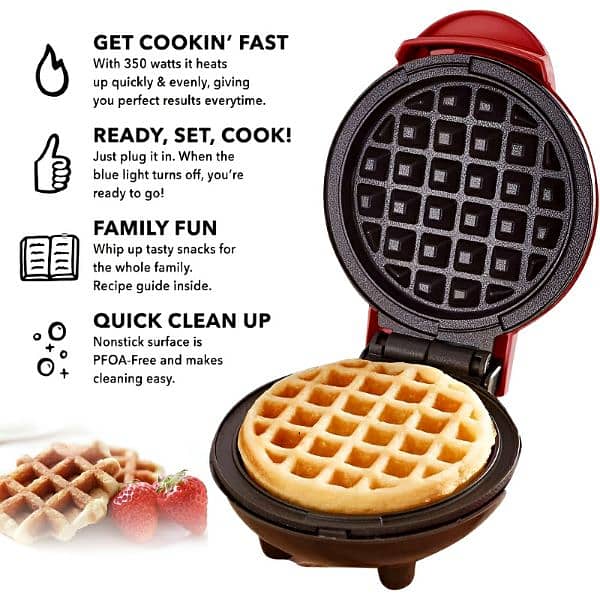 Compact 4-Inch Non-Stick 350-Watt Electric Mini Waffle Maker Machine 3