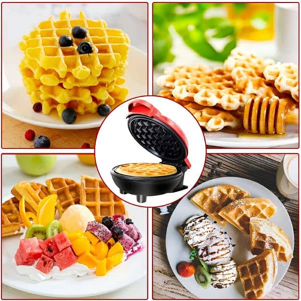 Compact 4-Inch Non-Stick 350-Watt Electric Mini Waffle Maker Machine 6