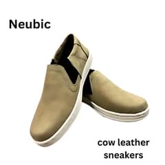 Imported Neubic Cow Leather Sneakers For Men (beige)