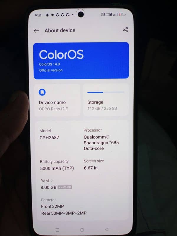 Oppo Reno 12F. only 1 month used 11month warranty are left 4