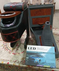 LED head lights, hand rest and console