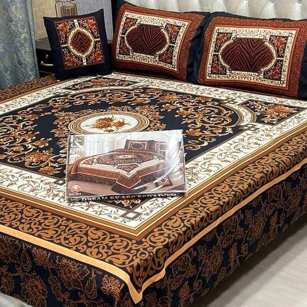 4 Pcs Crystal Cotton Printed Double Bedsheet 0