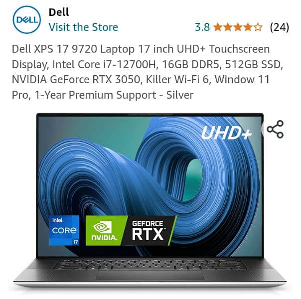 Dell Xps. 17 I7 12th Gen 12