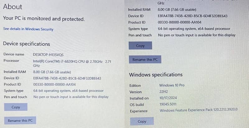 Dell Lattiude E5470 Ci7 gen 6 0