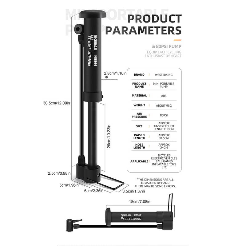 WEST BIKING Bicycle Floor Pump 7