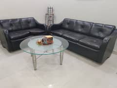 5 seater sofa with one glass top center table