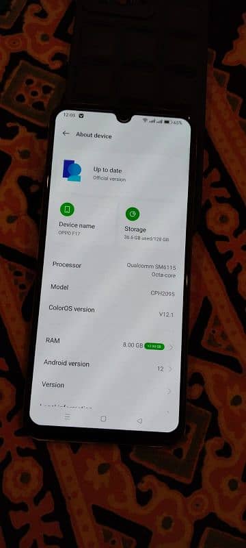 oppo f17 8,128 only set hai seal hai original panel hai nic do ga apni 1