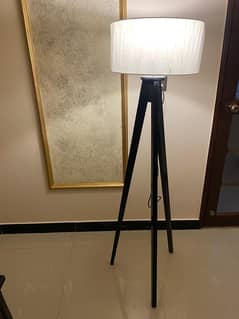 Tripod wooden floor lamp