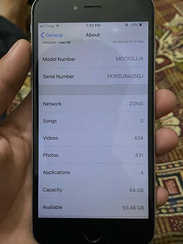 iphone 6plus PTA 64gb whatsapp-03129977477 4