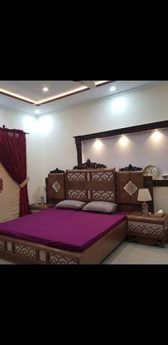 King size Bed set with side tabel and dressing