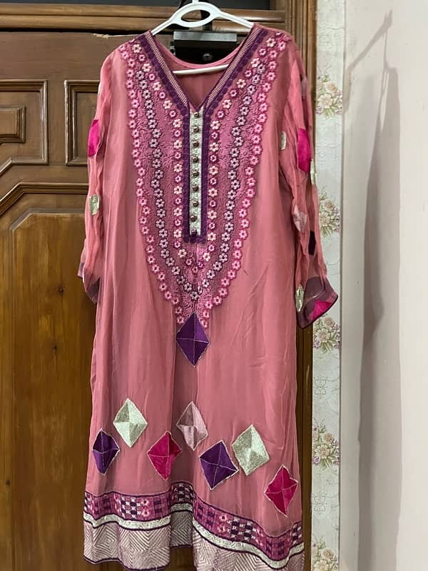 3 piece stitched fully embroidered chiffon dress 4