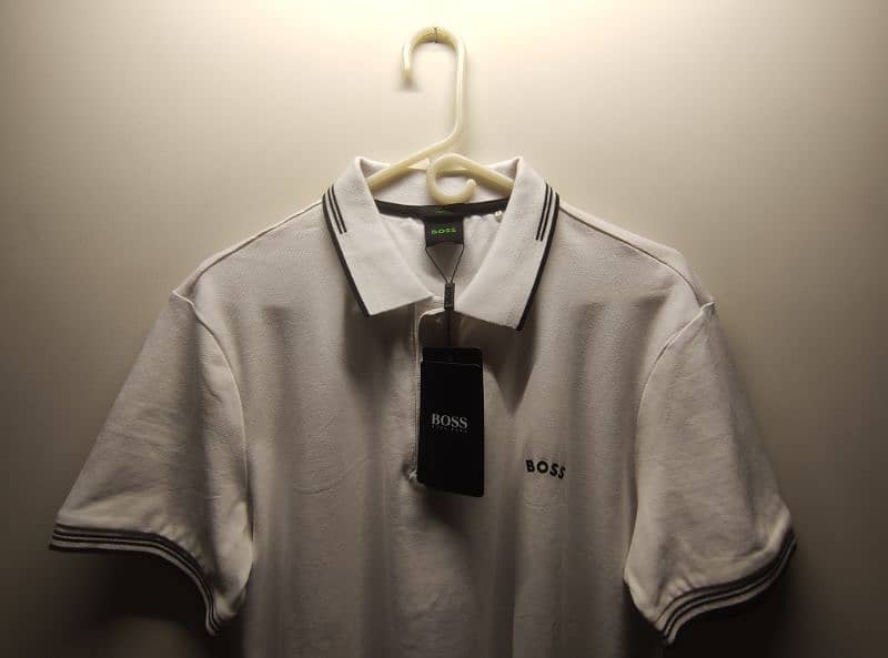 Original Boss - Mens casual white cotton Polo shirt (branded) 1